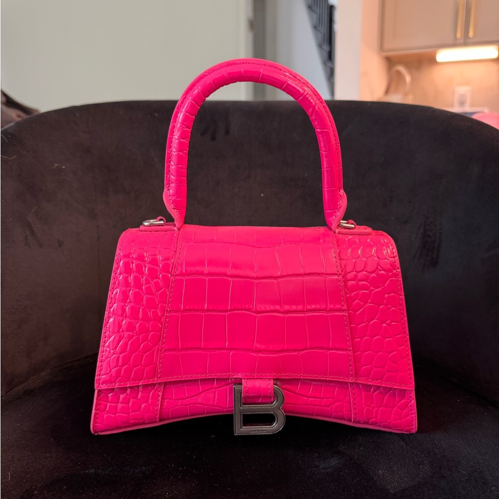 Bal Inspired Croc Leather Mini Bag Neon Pink